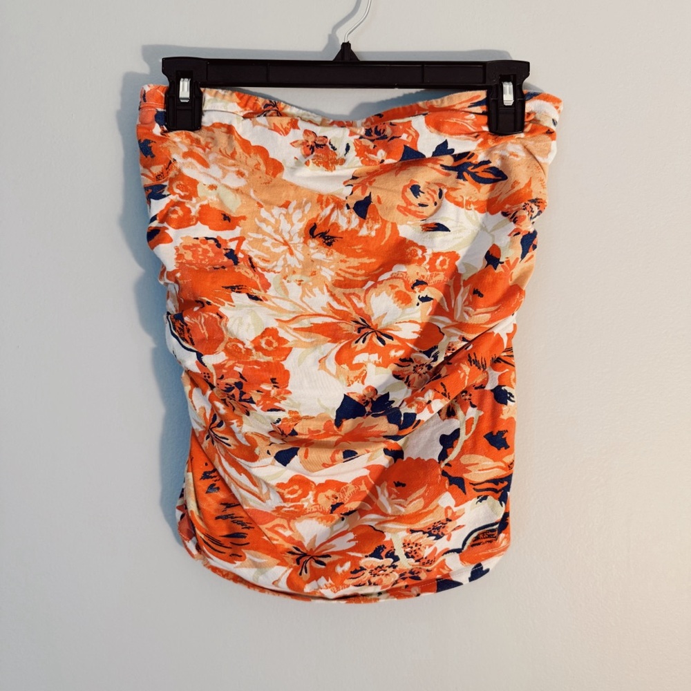 Floral Ruched Strapless Top – Maeve for Anthropologie (Size Small)